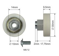 Ролик зсувного даху Ø30x9,5x17,75 Schmitz